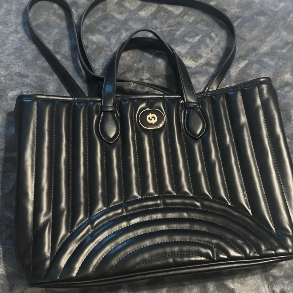 Black Quilted Leather Tote Bag